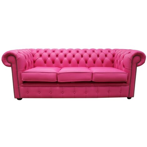3 Seater Sofa Settee Pink Leather
