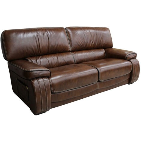 Brown genuine store leather sofa