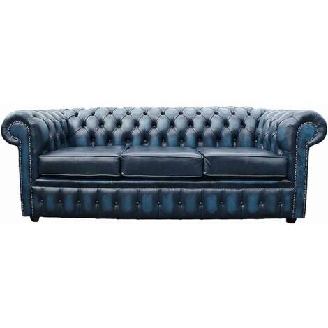 Blue leather sofa deals bed