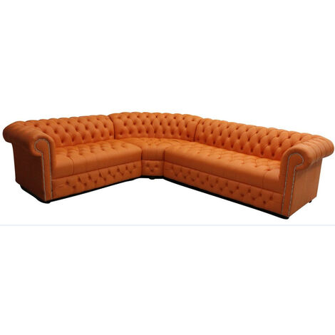 Orange leather corner deals sofa