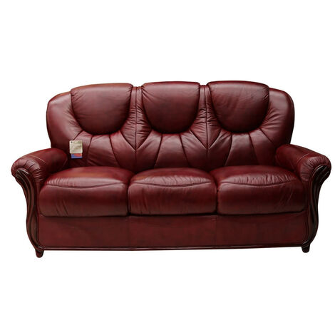 Buy Juliet Italian Leather 3 Seater Sofa Settee in Rich Wine