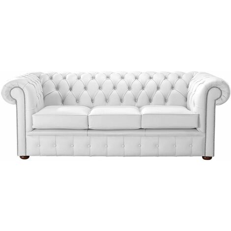 White leather clearance chesterfield