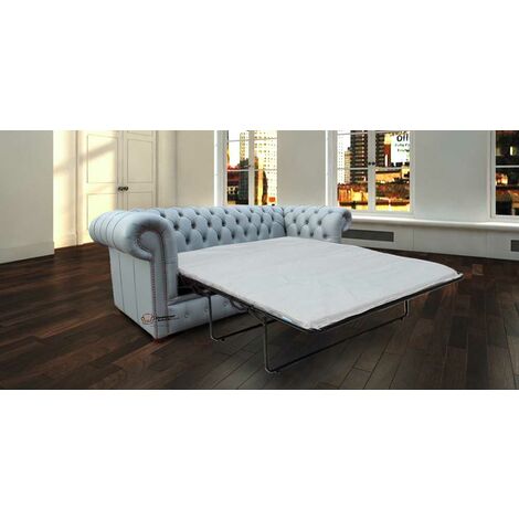 Chesterfield 3 Seater Settee Iron Grey Leather SofaBed Offer