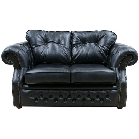 Black leather deals sofa price