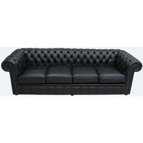 4 seater deals black leather sofa