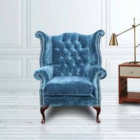 Teal Chesterfield Queen Anne High Back chair | DesignerSofas4U