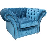Chesterfield Balmoral Club Chair Velvet Modena Peacock Blue