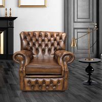 Chesterfield Abbot High Back Wing Chair Antique Tan UK Manufactured Armchair