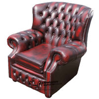 Chesterfield Monks High Back Wing Chair Antique Oxblood UK Manufactured Armchair