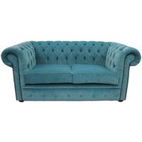 Chesterfield 2 Seater Settee Pimlico Teal Fabric Sofa Offer