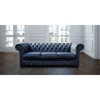 Chesterfield 3 Seater Black Leather Sofa Pink/Yellow Buttons Offer
