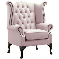 Chesterfield Queen Anne High Back Wing Chair Shelly Blossom Leather