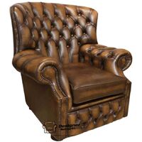 Chesterfield Monks High Back Wing Chair Antique Tan UK Manufactured Armchair
