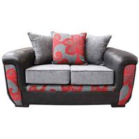 Julia 2 Seater Fabric Sofa Upholstered In Charcoal Red