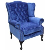 Chesterfield Mallory High Back Wing Chair Modena Blueberry Velvet