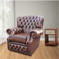 Chesterfield Monks High Back Wing Chair Antique Brown UK Manufactured Armchair