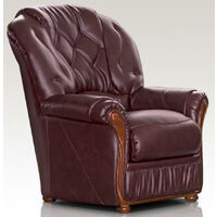 Rome Genuine Italian Sofa Armchair Burgandy Leather