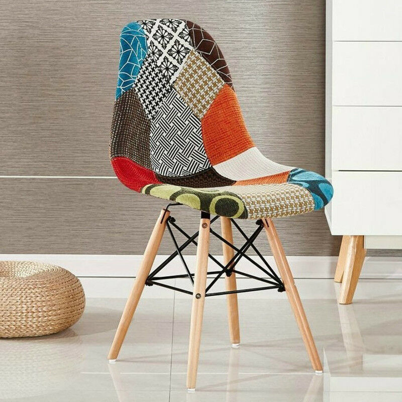 Moda Patchwork Eiffel, Fabric Seat Dining Chairs
