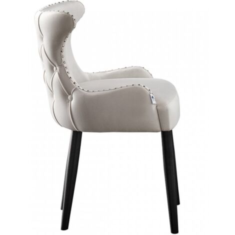 Set of 6 Oxford LUX Velvet Dining Chair - Upholstered Chair for Dining Room, Kitchen - Cream