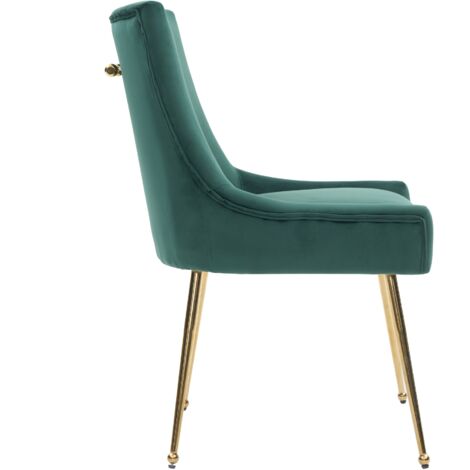 Set of 2 Green Viviana Velvet Dining Chairs with Gold Legs and Ring ...