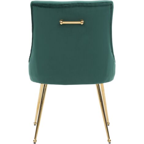 Set of 2 Green Viviana Velvet Dining Chairs with Gold Legs and Ring ...