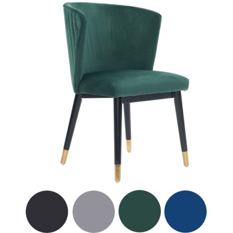 Single Green Sofina Modern Velvet Dining Chair with Tufted Back - Wooden Frame & Gold-Tipped Rubberwood Legs (1/5)