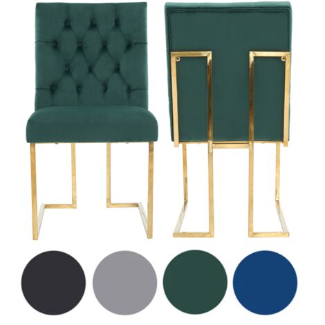Set of 2 Green Siena Luxury Tufted Velvet Dining Chairs with Gold Frame & Legs - Modern Upholstered Accent Chair (1/5)