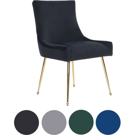 Single Black Viviana Velvet Dining Chair with Gold Legs and Ring Handle - Modern Upholstered Accent Chair (1/5)