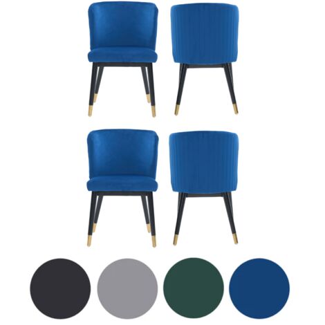 Set of 4 Blue Sofina Modern Velvet Dining Chairs with Tufted Back - Wooden Frame & Gold-Tipped Rubberwood Legs (1/5)