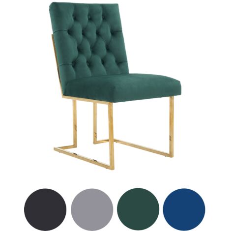 Single Green Siena Luxury Tufted Velvet Dining Chair with Gold Frame & Legs - Modern Upholstered Accent Chair (1/5)