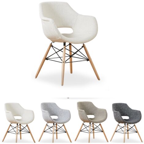 Single Olivia Eiffel Fabric Armchair,  Dining Tub Chair, Dining chair for Dining Room, Kitchen, Office - White