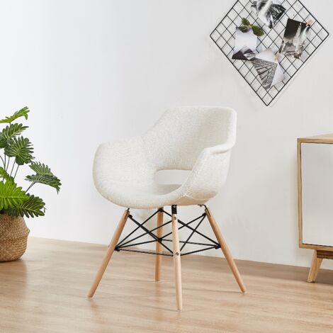 Single Olivia Eiffel Fabric Armchair,  Dining Tub Chair, Dining chair for Dining Room, Kitchen, Office - White