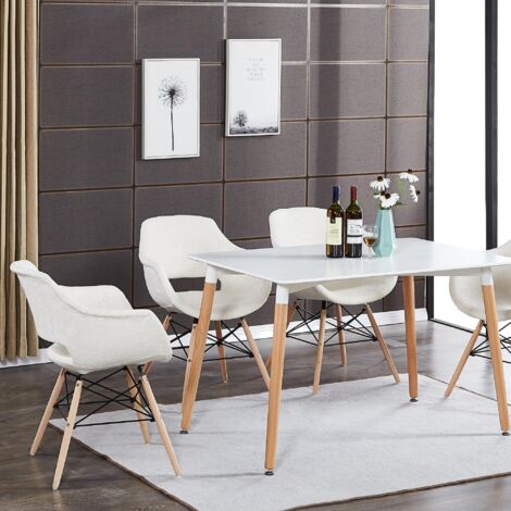Single Olivia Eiffel Fabric Armchair,  Dining Tub Chair, Dining chair for Dining Room, Kitchen, Office - White