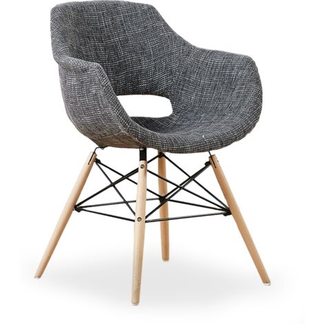 Single Olivia Eiffel Fabric Armchair,  Dining Tub Chair, Dining chair for Dining Room, Kitchen, Office - Grey