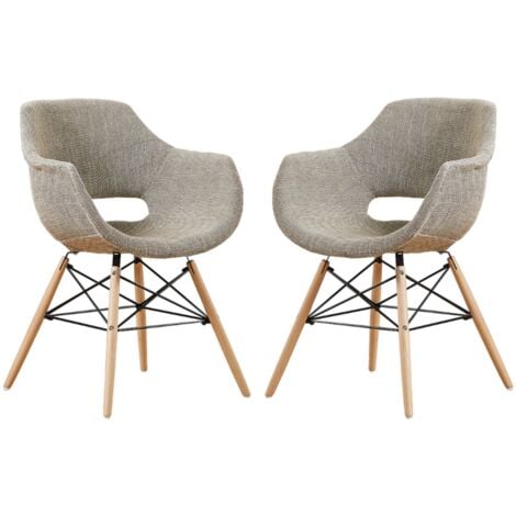 Olivia Fabric Chair | Dining Chair | Upholstered | Fabric | Round Tub Chair | Modern Fabric Chair | Lounge, Kitchen, Dining, CafŽ, Dresser Chair (BROWN SET OF 2)
