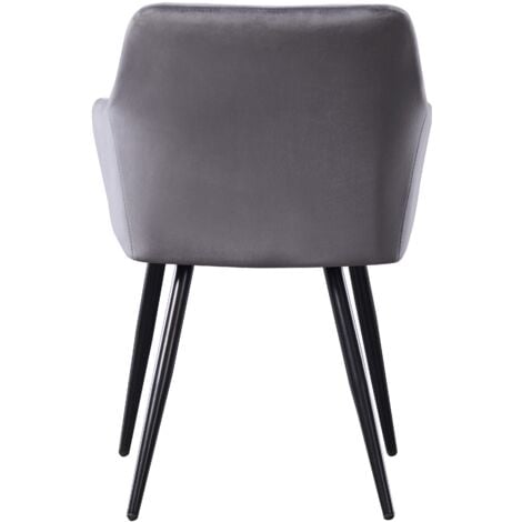 Single Camden Modern Velvet Dining Chair - Ergonomic Curved back with Metal Legs - Armchair for Dining Room Kitchen Living Room - Dark Grey