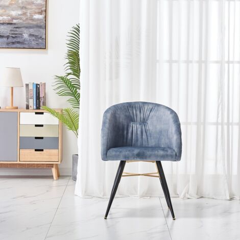 Single Vittorio Modern Velvet Dining Chair - Ergonomic Curved back with Metal Legs - Armchair for Dining Room Kitchen Living Room - Grey