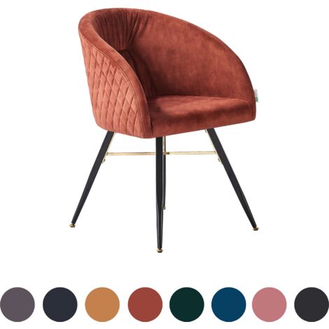 Single Vittorio Modern Velvet Dining Chair - Ergonomic Curved back with Metal Legs - Armchair for Dining Room Kitchen Living Room - Wine