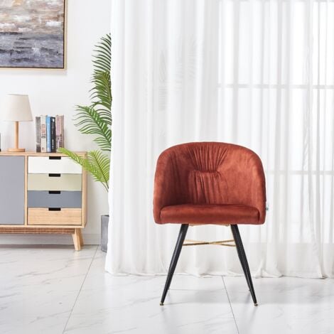 Single Vittorio Modern Velvet Dining Chair - Ergonomic Curved back with Metal Legs - Armchair for Dining Room Kitchen Living Room - Wine