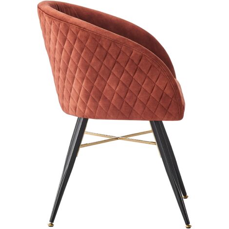 Single Vittorio Modern Velvet Dining Chair - Ergonomic Curved back with Metal Legs - Armchair for Dining Room Kitchen Living Room - Wine