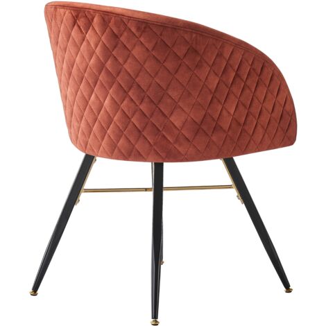 Single Vittorio Modern Velvet Dining Chair - Ergonomic Curved back with Metal Legs - Armchair for Dining Room Kitchen Living Room - Wine