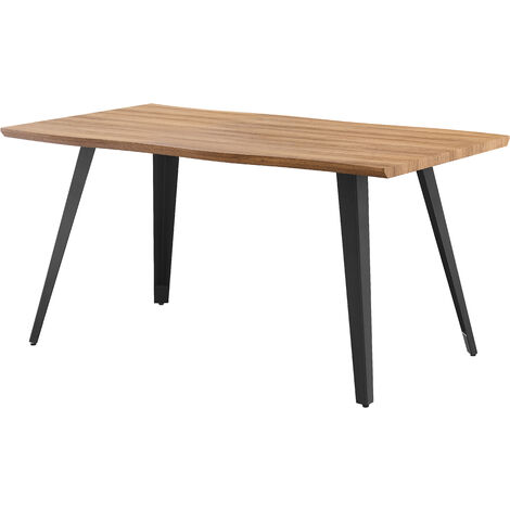 Rocco Lux Single Dining Table, Solid Metal Legs and Wood Top, Oak