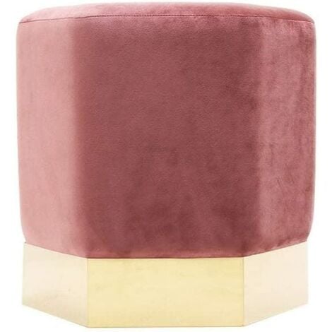 Amore LUX Velvet Pouffe, Footstool, Living Room Furniture, Hexagon Shape, Modern Pouffe, Single, Pink