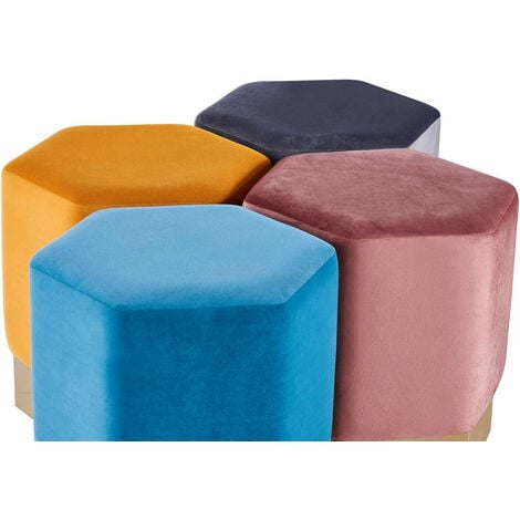 Amore LUX Velvet Pouffe, Footstool, Living Room Furniture, Hexagon Shape, Modern Pouffe, Single, Pink