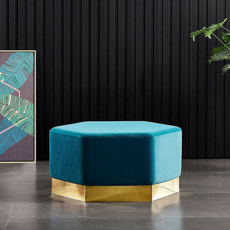 Amore LUX XL Velvet Pouffe, Footstool, Living Room Furniture, Hexagon Shape, Modern Pouffe, Single, Mustard (1/4)