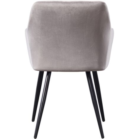 Set of 2 Camden Modern Velvet Dining Chairs - Ergonomic Curved back with Metal Legs - Armchair for Dining Room Kitchen Living Room - Light Grey
