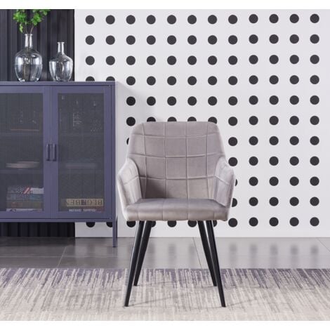 Set of 4 Camden Modern Velvet Dining Chairs - Ergonomic Curved back with Metal Legs - Armchair for Dining Room Kitchen Living Room - Light Grey