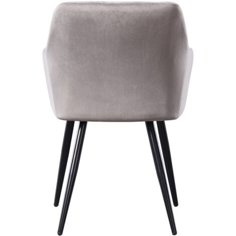 Set of 4 Camden Modern Velvet Dining Chairs - Ergonomic Curved back with Metal Legs - Armchair for Dining Room Kitchen Living Room - Light Grey
