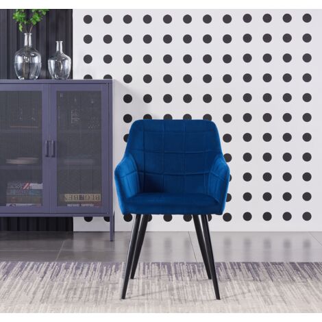 Duke LUX Camden Dining Set - a White Wooden Dining Table and Set of 4 Blue Velvet Dining Chairs - Dining Room Kitchen