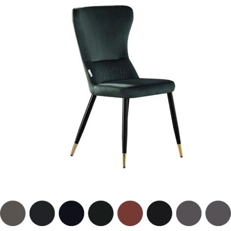 Single New York LUX Upholstered Dining Chair with Silver end Caps for Dining Room Kitchen - Green